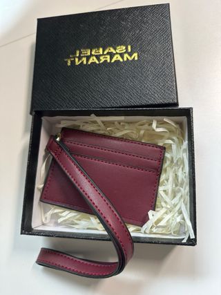 Tarjetero Isabel Marant Piel Borgoña Tachuelas Dor