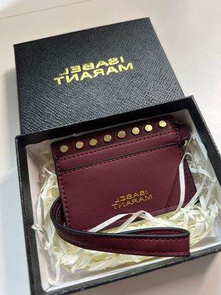 Tarjetero Isabel Marant Piel Borgoña Tachuelas Dor