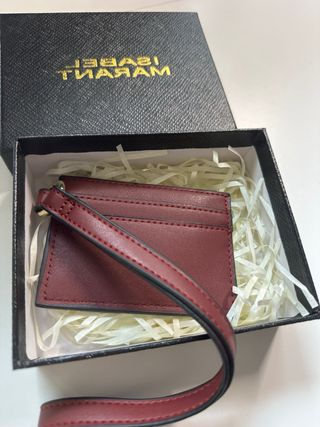 Tarjetero Isabel Marant Piel Borgoña Tachuelas Dor