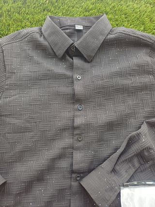 Camisa Shein Hombre Negra Detalles Brillantes