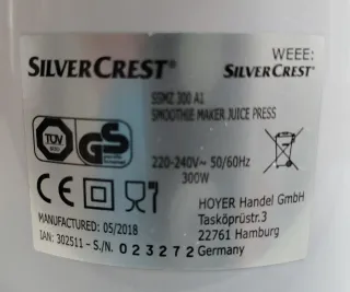 Batidora SilverCrest con 2 vasos