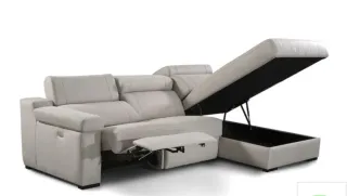 Sofá chaise longue relax eléctrico beige