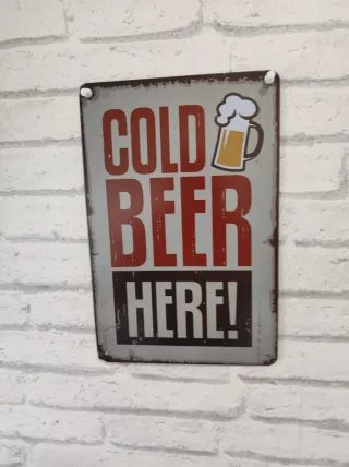Cartel Metálico Cold Beer Here!