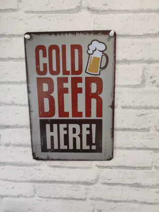 Cartel Metálico Cold Beer Here!
