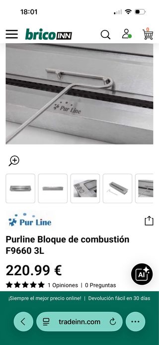 Quemador bioetanol Pureline 3L con Accesorios