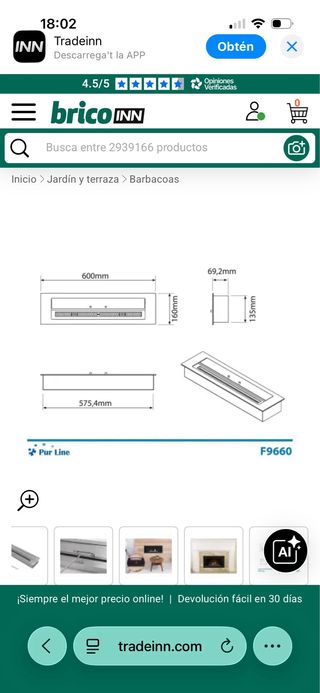 Quemador bioetanol Pureline 3L con Accesorios