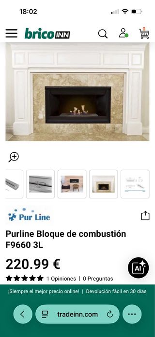 Quemador bioetanol Pureline 3L con Accesorios