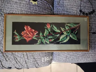 Quadro vintage rosa mezzo punto