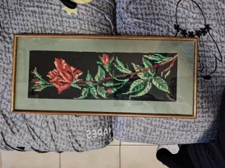 Quadro vintage rosa mezzo punto