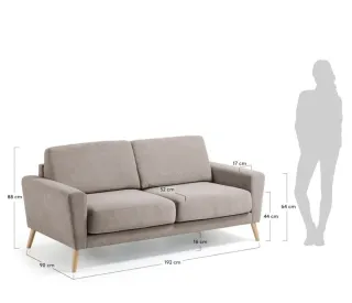 Sofá gris de tela,modelo Narnia 3 plazas