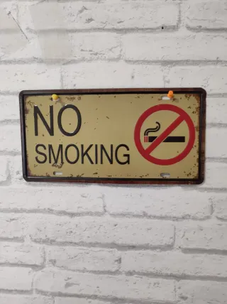 Cartel Metálico No Smoking Vintage