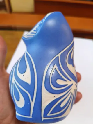 Búho cerámica artesanal azul