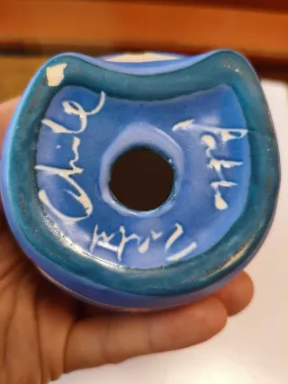 Búho cerámica artesanal azul