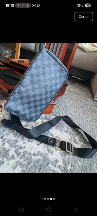 Bolso cuadros negro y gris