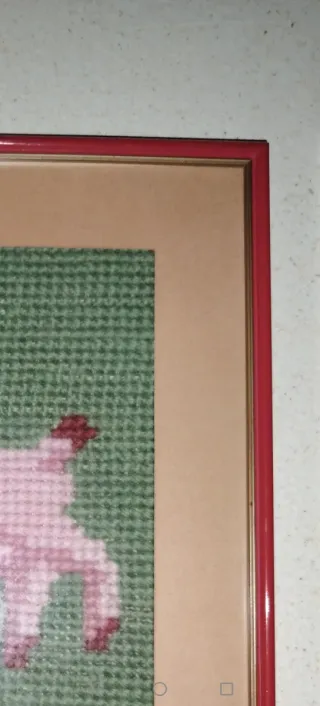 Quadretto punto croce pecorella rosa