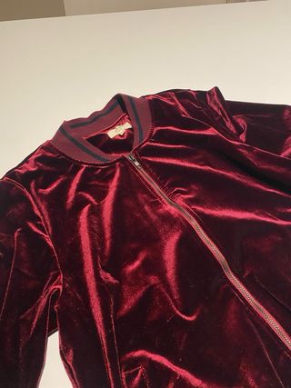 Chaqueta bomber mujer terciopelo burdeos M