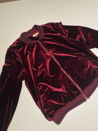 Chaqueta bomber mujer terciopelo burdeos M