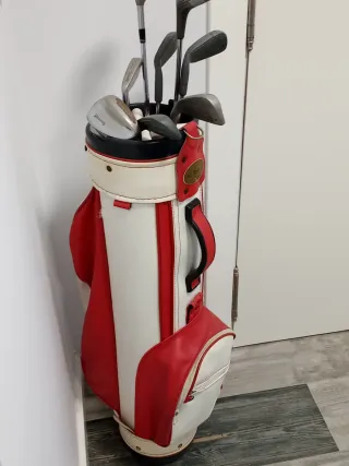 Bolsa de golf vintage con palos