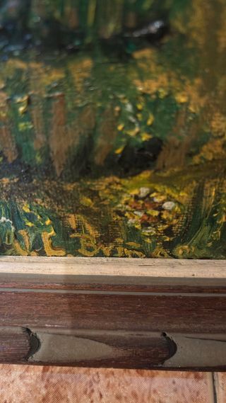 Cuadro antiguo paisaje marino velero