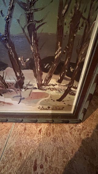 Cuadro antiguo paisaje invierno