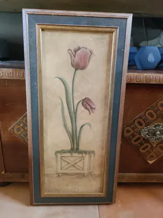 Impresión de tulipanes en maceta