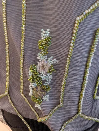 Top tul bordado Sportmax negro y verde IT38