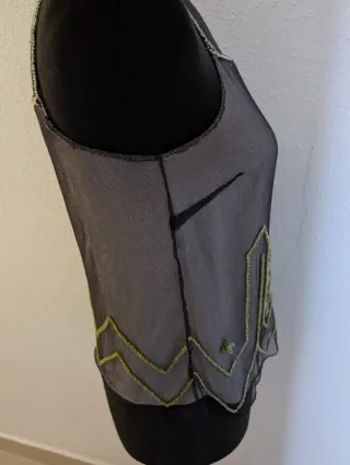 Top tul bordado Sportmax negro y verde IT38