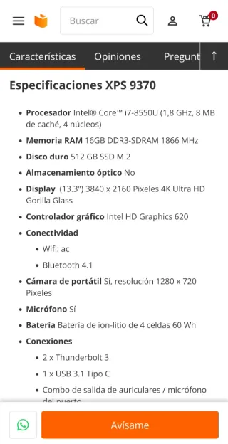 Dell XPS 13 9370 Intel i7 16GB RAM 512GB SSD