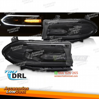 FAROS DELANTEROS LED NEGROS PARA DODGE CHARGER 14