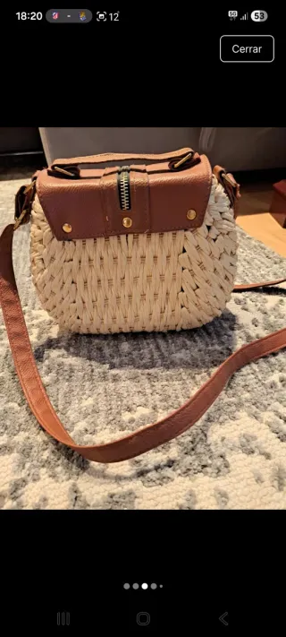 Bolso rafia y piel