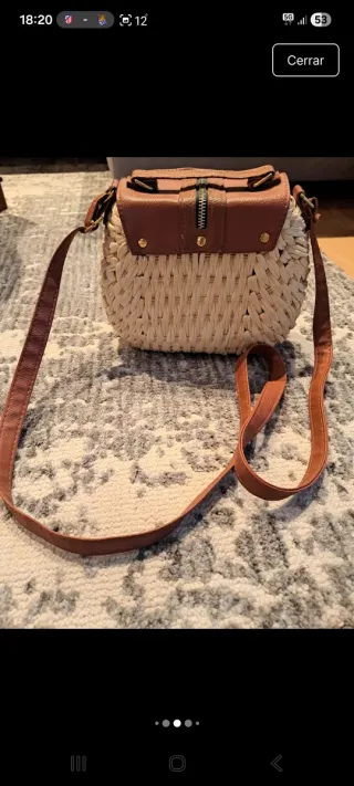 Bolso rafia y piel
