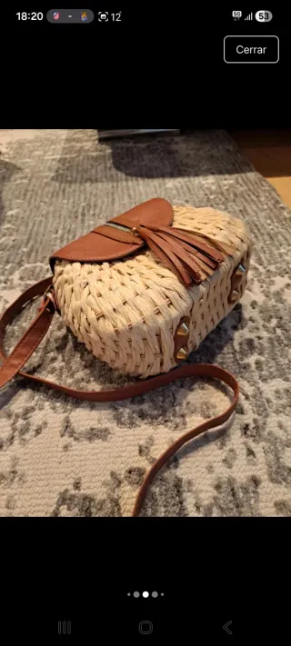 Bolso rafia y piel