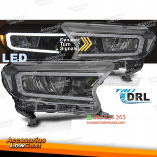 FAROS DELANTEROS LED NEGROS PARA FORD RANGER V 16