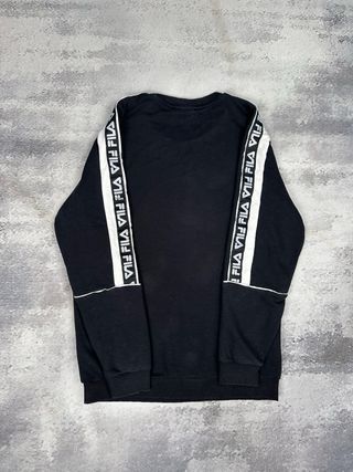 Sudadera Fila Negra con Logo y Rayas