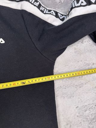 Sudadera Fila Negra con Logo y Rayas