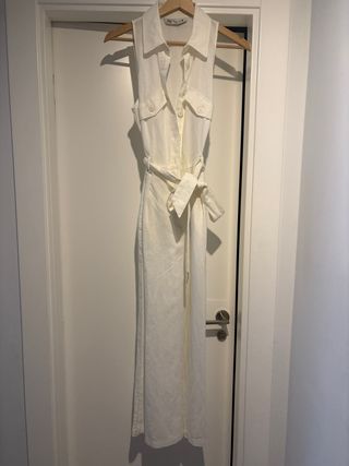Mono verano largo lino Zara blanco mujer xs
