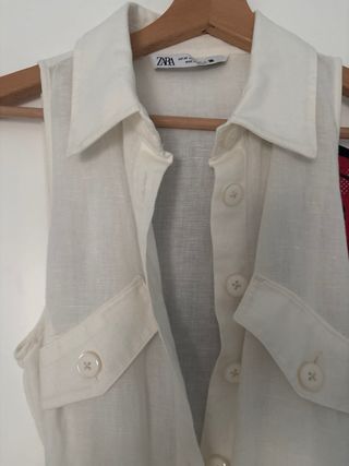 Mono verano largo lino Zara blanco mujer xs