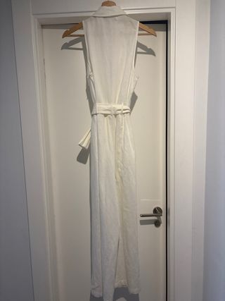 Mono verano largo lino Zara blanco mujer xs