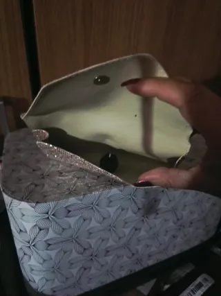 Estuche de gafas brillante dorado y plateado