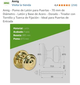 Pomos  de puerta dorado