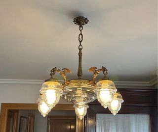 Lámpara de techo antigua de bronce