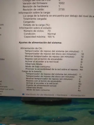 MacBook Air M1 Batería 100% salud