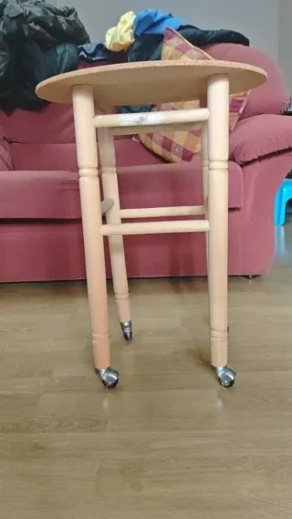 Mesa camilla tela beige y azul