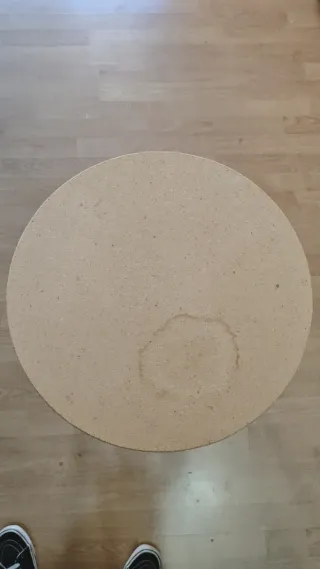 Mesa camilla tela beige y azul