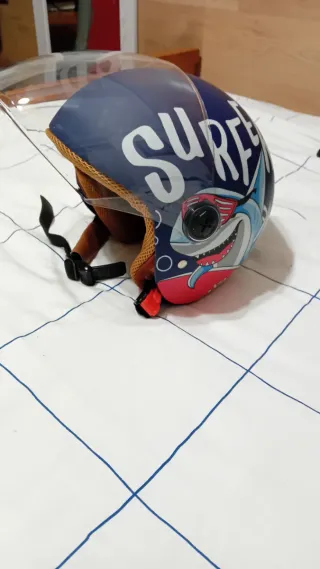 Casco moto infantil azul