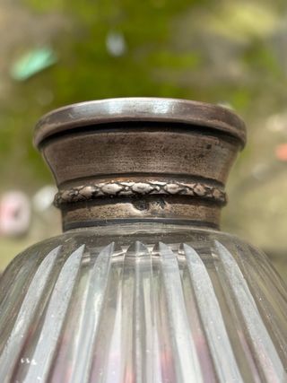 Licorera y cubitera cristal tallado plata