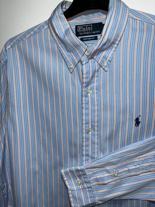 Camisa Polo Ralph Lauren Rayas Azul/Naranja