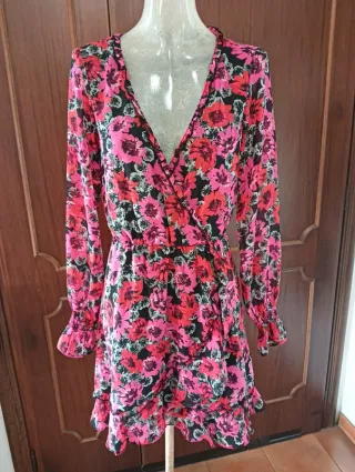 Abito fantasia floreale H&M con volant tg. XS