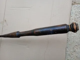 Calentador cama cobre y madera s.XIX calado