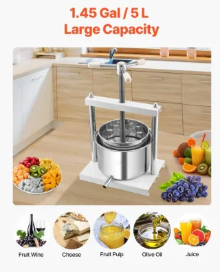Prensa Vino Frutas 5L Acero Inoxidable